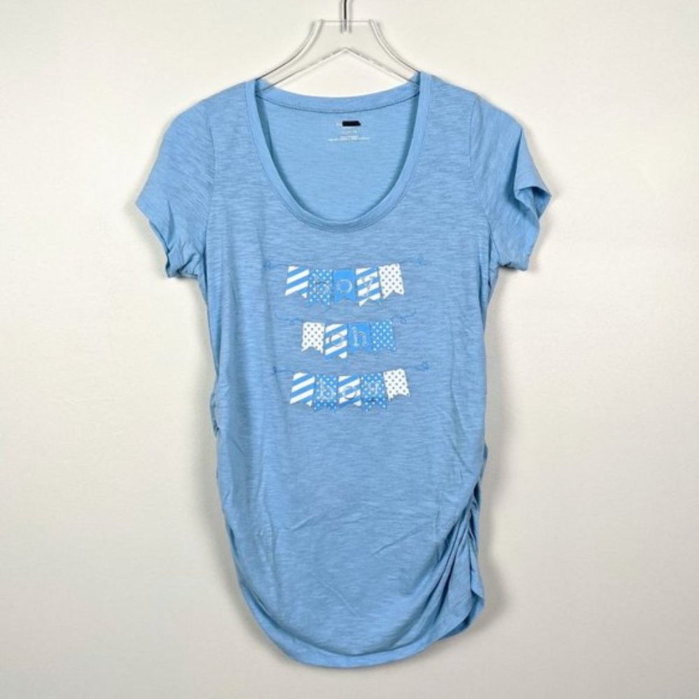 💜Large Maternity Motherhood blue "Boy Oh Boy" Tee